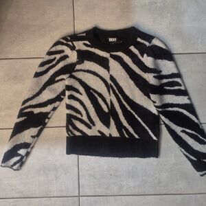 DKNY Zebra Pattern Crew Neck Sweater